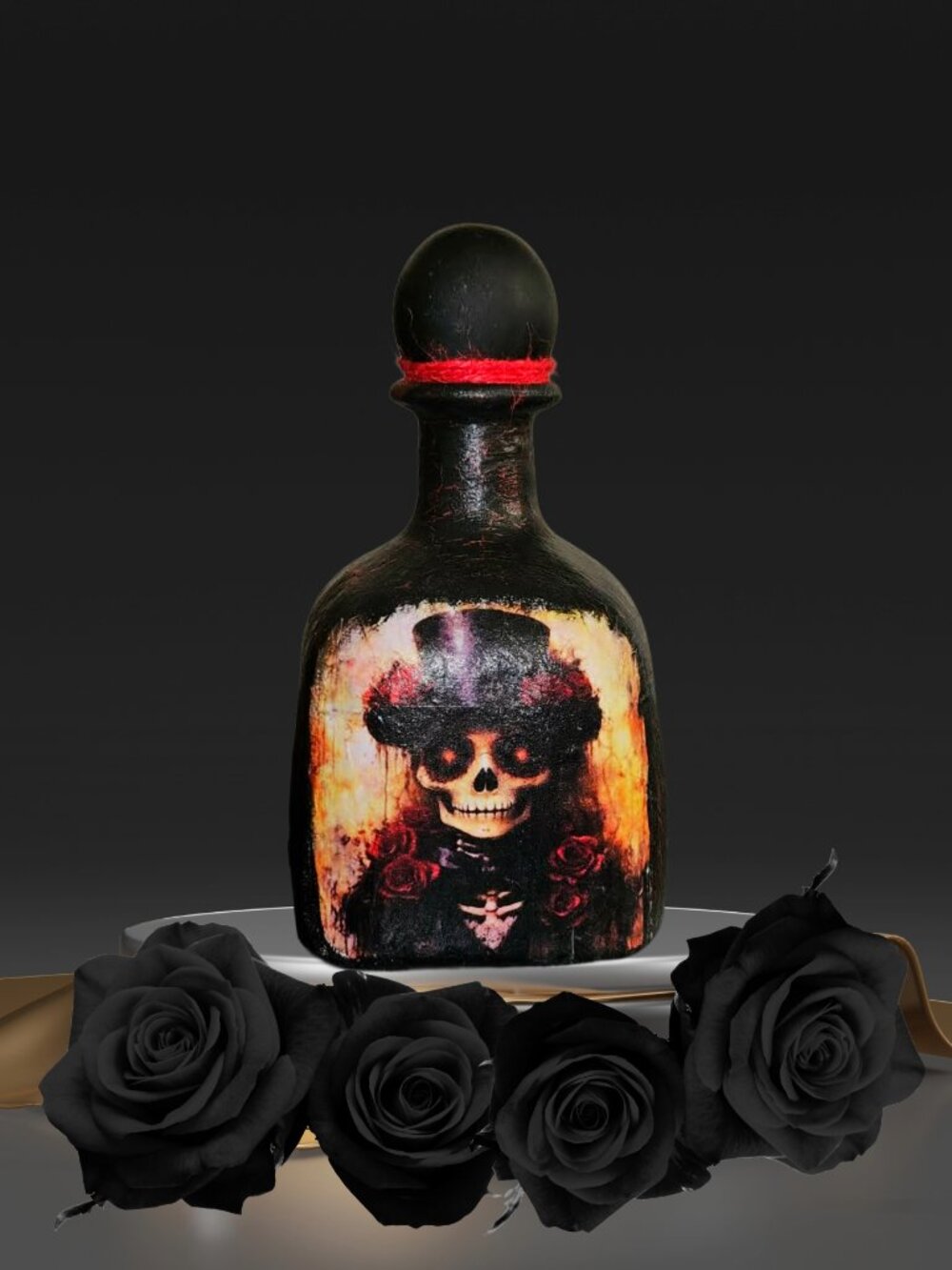 Gothic Skull Art, Dark Home Decor, Red Black Statement Piece, Gothic Accent